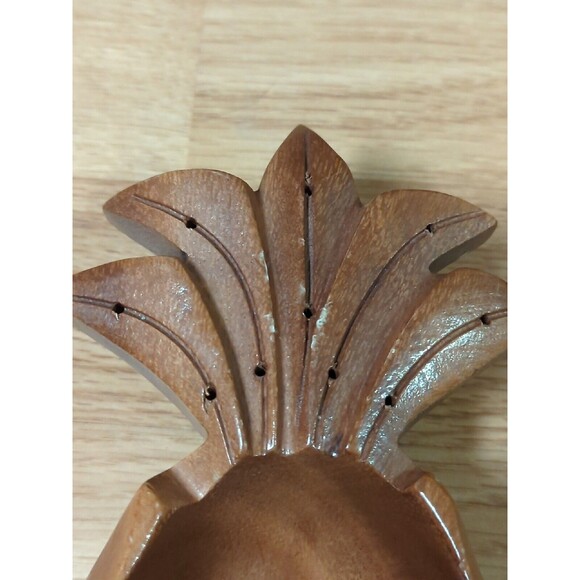 Hand Carved Monkey Pod Wooden Pineapple Bowl Dish Hawaii 9” Vintage - Picture 5 of 7
